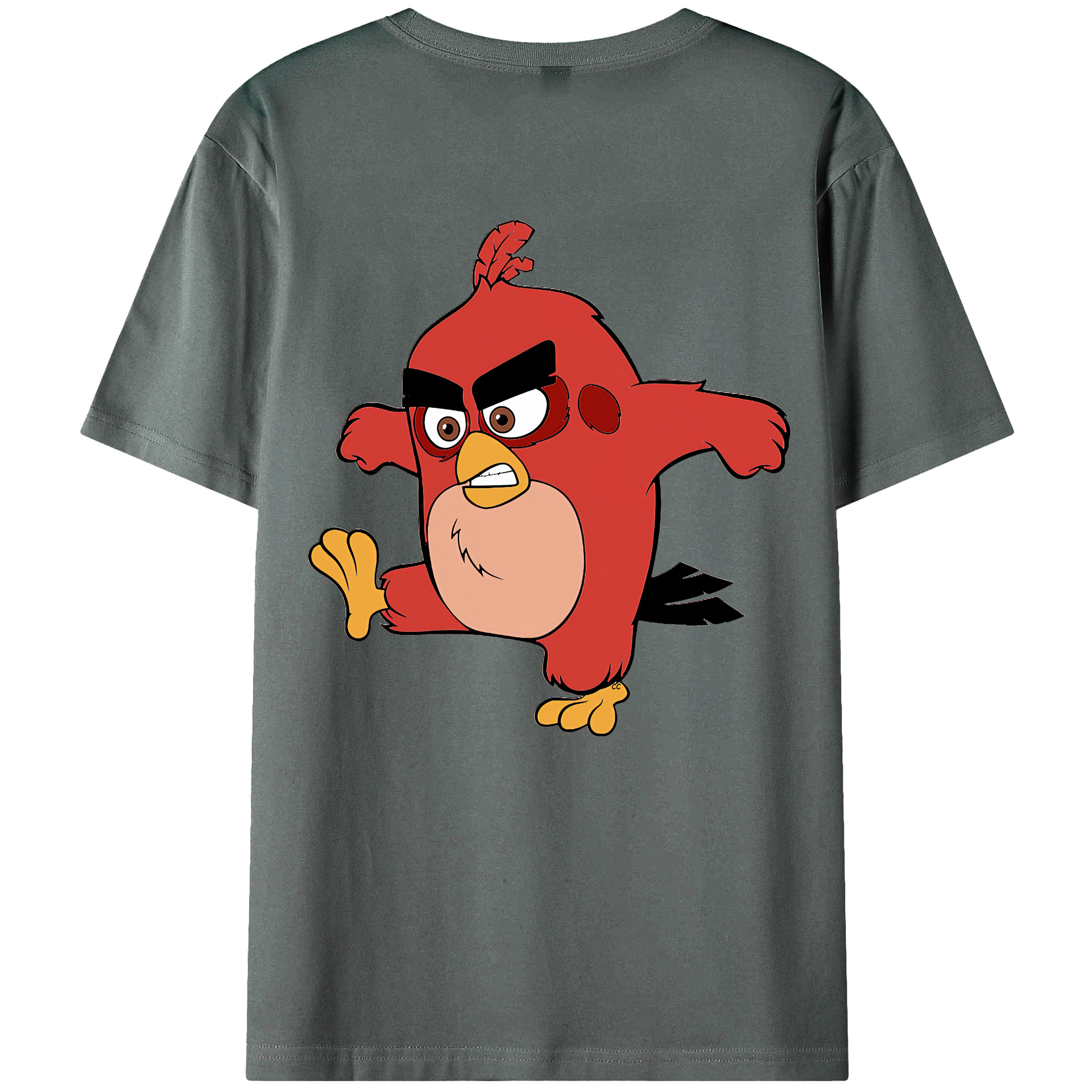 （画像用） Angry Birds アングリーバード 綿100％ メンズ半袖Tシャツ（バックプリント） 通気性